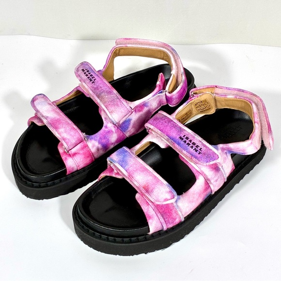 Isabel Marant Shoes - Isabel Marant Madee Platform Sandal Mulberry Tie Dye 41 10 NEW Flat Pink Purple